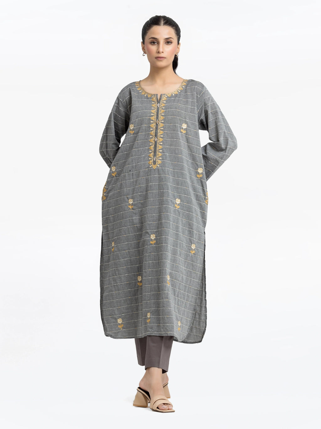 Edenrobe Pret 2Pc Embroidered Cotton Jacquard Shirt Trouser