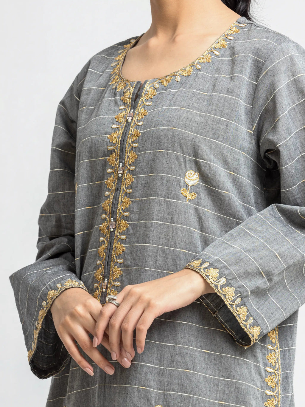 Edenrobe Pret 2Pc Embroidered Cotton Jacquard Shirt Trouser