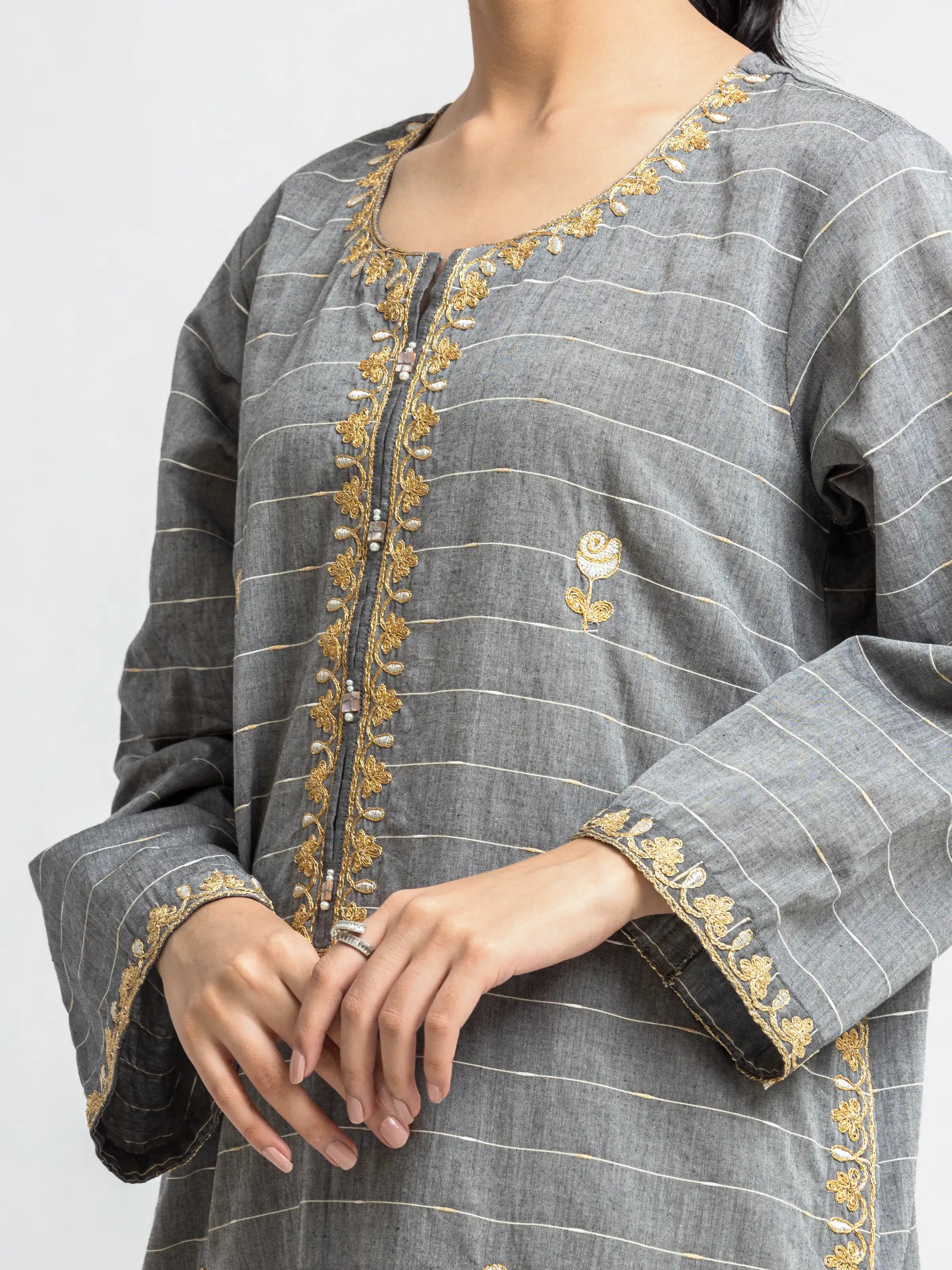 Edenrobe Pret 2Pc Embroidered Cotton Jacquard Shirt Trouser